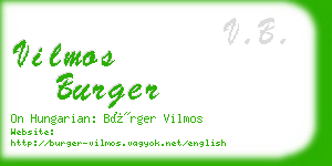 vilmos burger business card